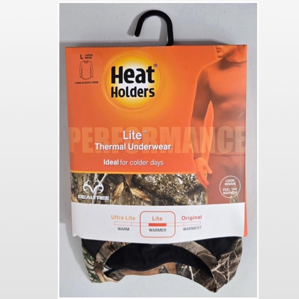 New Heat Holders Real Tree Shirt Mens Large Camo Black Hunting Top Long Sleeve